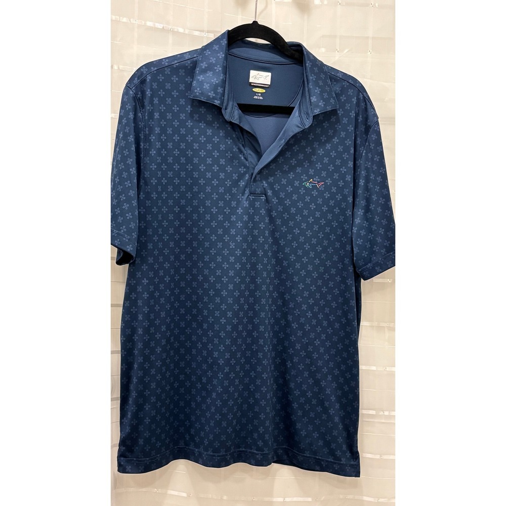 Greg Norman Mens Play Dry Golf Polo Shirt Navy Blue Floral Geometric Large L/G